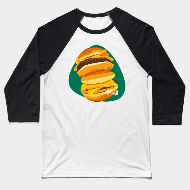 Cheeseburger Baseball T-Shirt by Anydudl